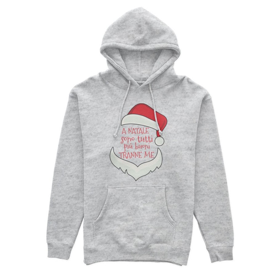 Felpa uomo personalizzabile con nome a natale sono tutti più buoni tranne me Natale