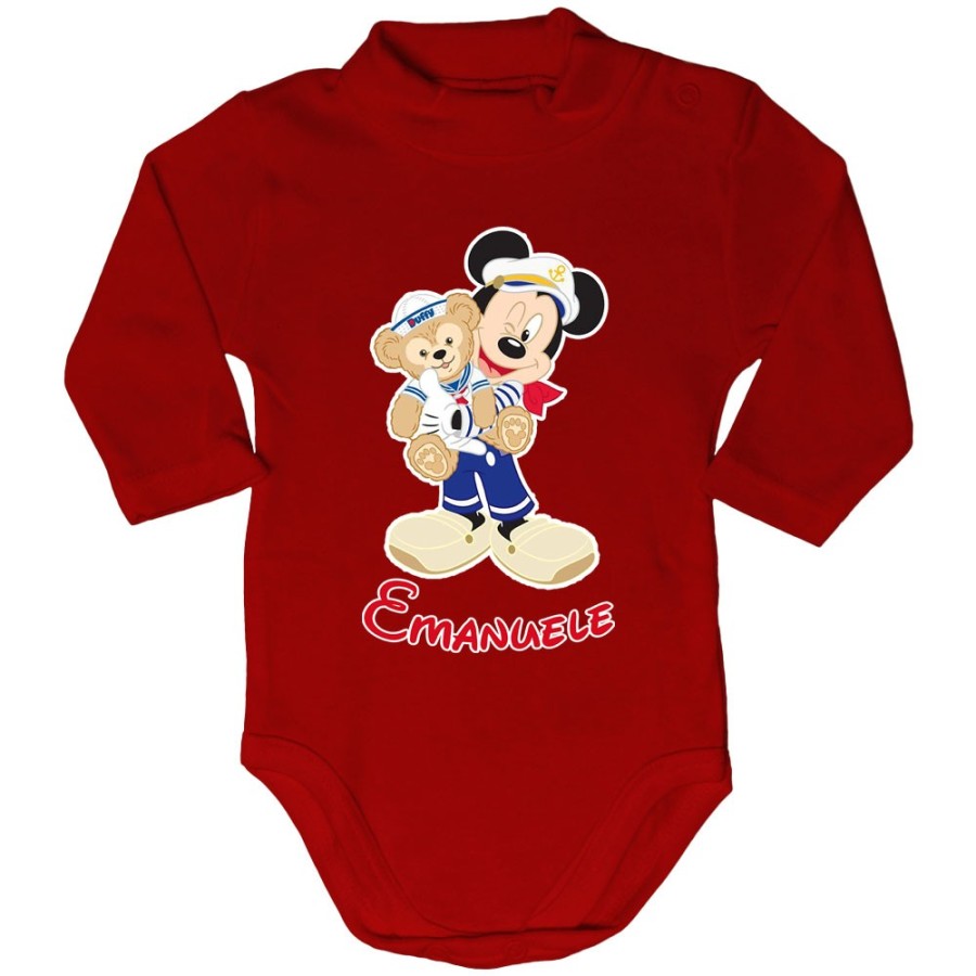 Body lupetto neonato personalizzato con nome topolino marinaio Cartoon