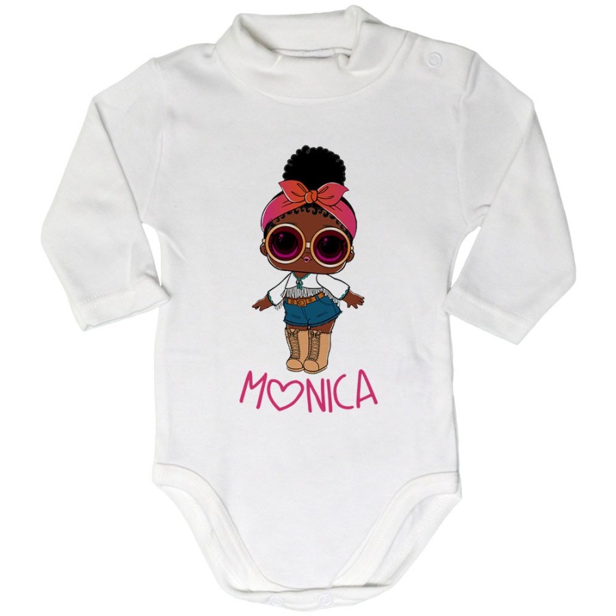 Body lupetto neonata personalizzato con nome lol con la bandana e occhiali Cartoon