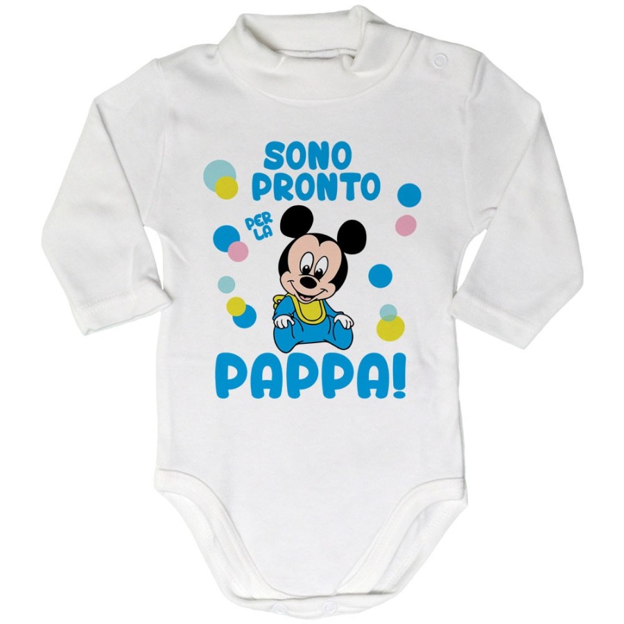 Body lupetto neonato sono pronto per la pappa baby topolino Cartoon