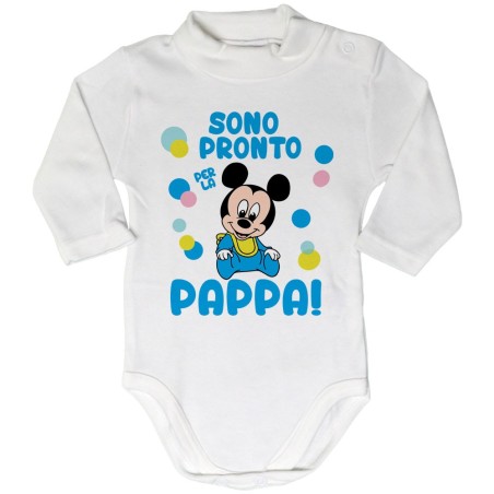 Body lupetto neonato sono pronto per la pappa baby topolino