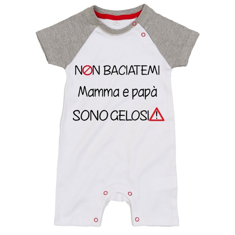 Pagliaccetto neonato non baciatemi mamma e papà sono gelosi Per la famiglia