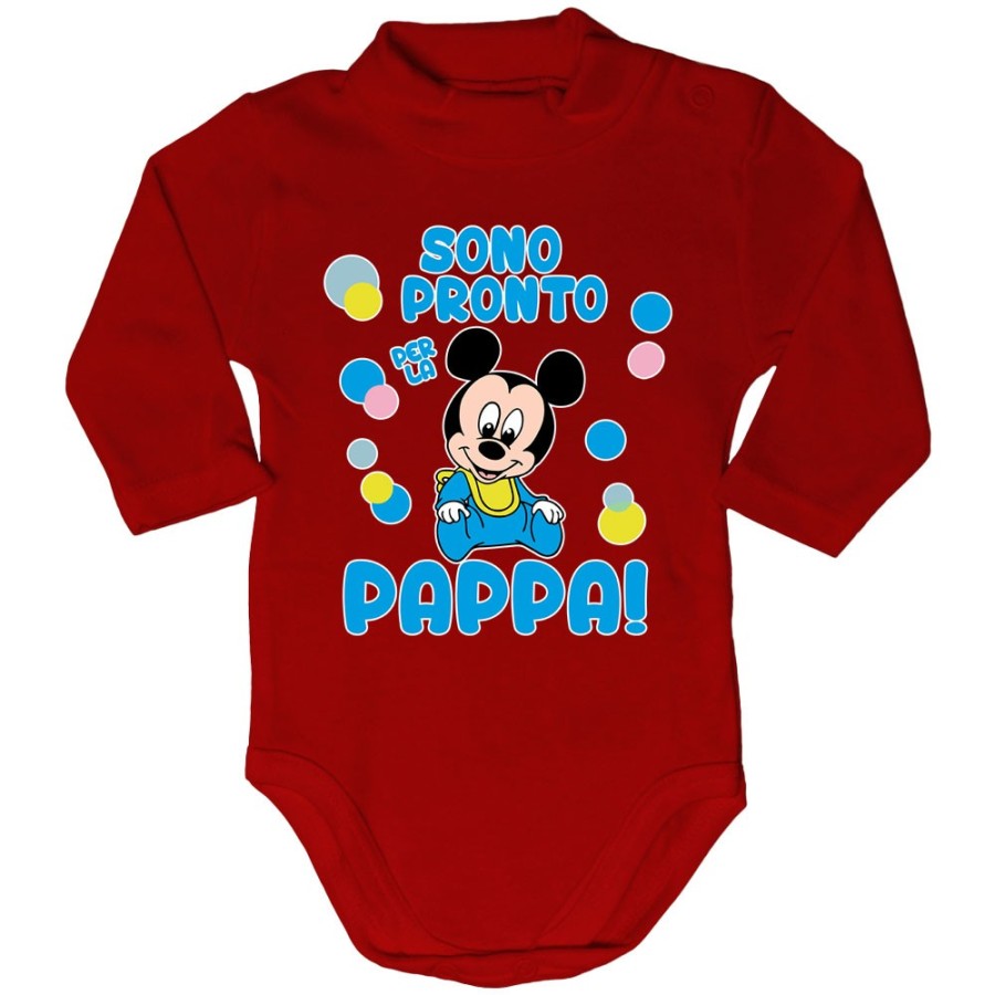 Body lupetto neonato sono pronto per la pappa baby topolino Cartoon