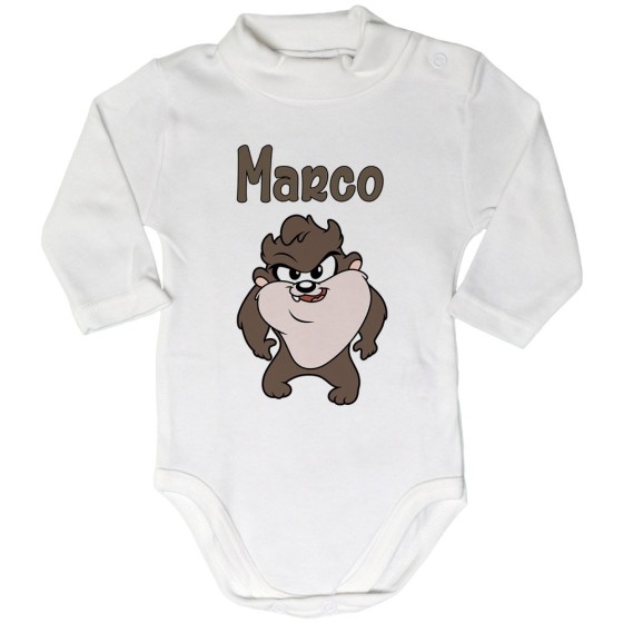 Body lupetto neonato personalizzato con nome baby tazmania Cartoon