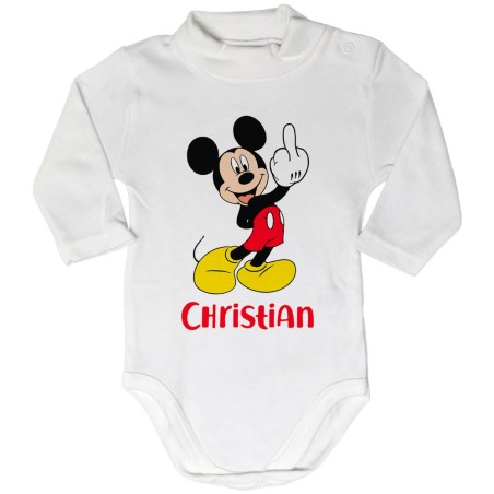 Body lupetto neonato personalizzato con nome topolino -...