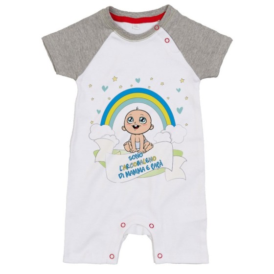 Pagliaccetto neonato sono l'arcobaleno di mamma e papà con bambino Per la famiglia