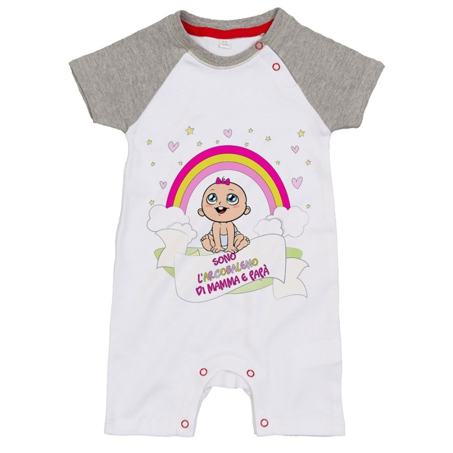 Pagliaccetto neonato sono l'arcobaleno di mamma e papà con bambino Per la famiglia