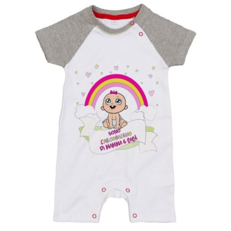 Pagliaccetto neonato sono l'arcobaleno di mamma e papà con bambino Per la famiglia