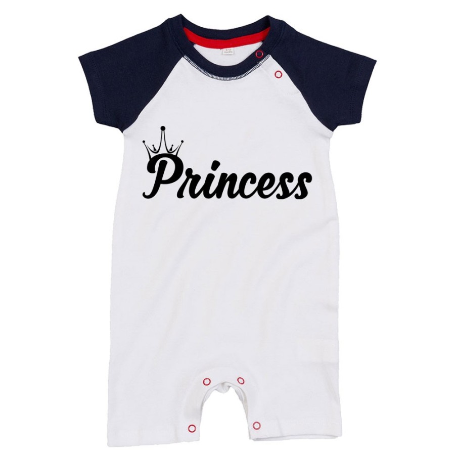Pagliaccetto neonato personalizzabile con nome prince princess con corona Per la famiglia