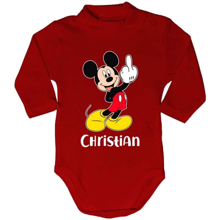 Body lupetto neonato personalizzato con nome topolino - minnie dito medio Cartoon