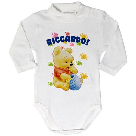 Body lupetto neonato personalizzato con nome baby winnie...