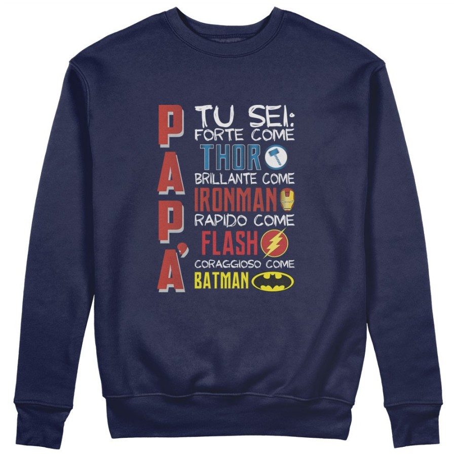 Felpa uomo papà tu sei forte thor brillante ironman rapido flash coraggioso batman Per il papà