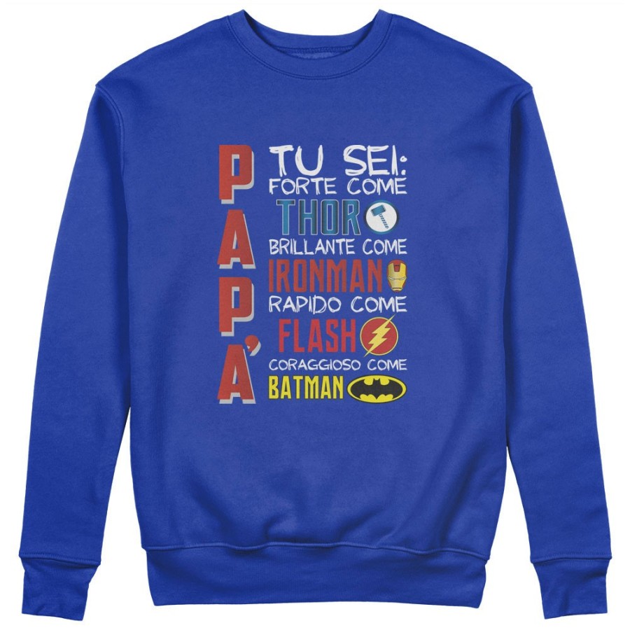 Felpa uomo papà tu sei forte thor brillante ironman rapido flash coraggioso batman Per il papà