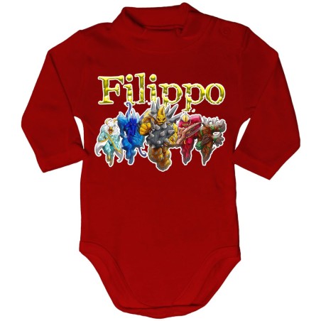 Body lupetto neonato personalizzato con nome gormiti Cartoon
