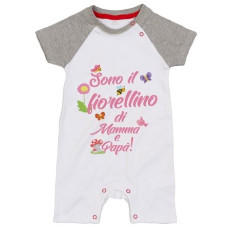 Pagliaccetto neonato sono il fiorellino di mamma e papà