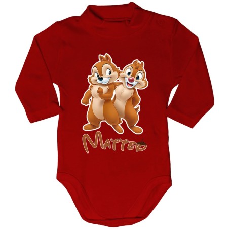 Body lupetto neonato personalizzato con nome cip e ciop Cartoon