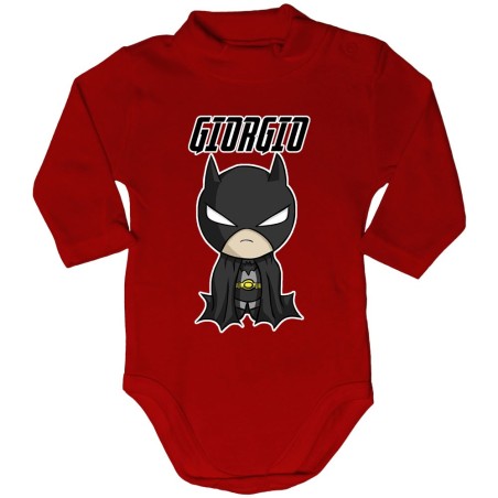 Body lupetto neonato personalizzato con nome baby batman Cartoon
