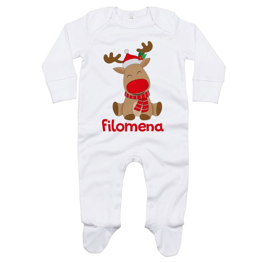 Tutina neonata personalizzabile con nome baby rudolph Natale