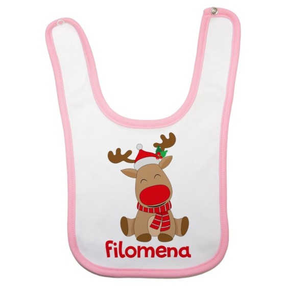 Bavaglino neonata personalizzabile con nome baby rudolph Natale