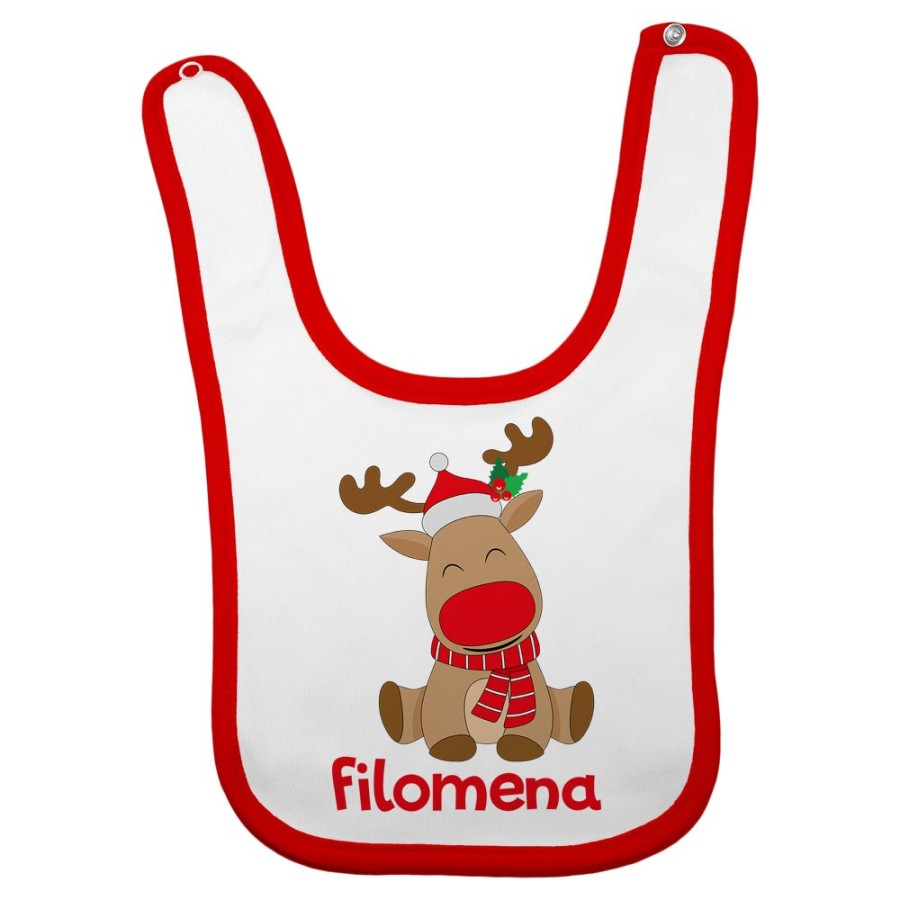 Bavaglino neonata personalizzabile con nome baby rudolph Natale