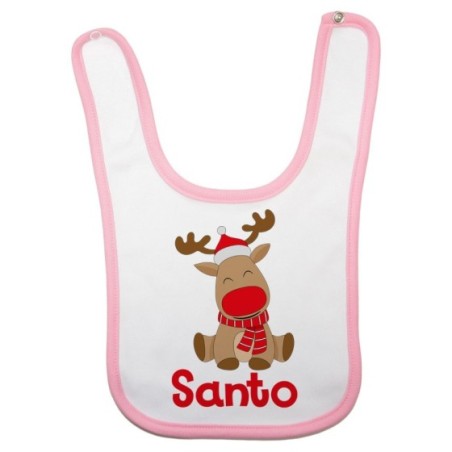 Bavaglino neonata personalizzabile con nome baby rudolph Natale