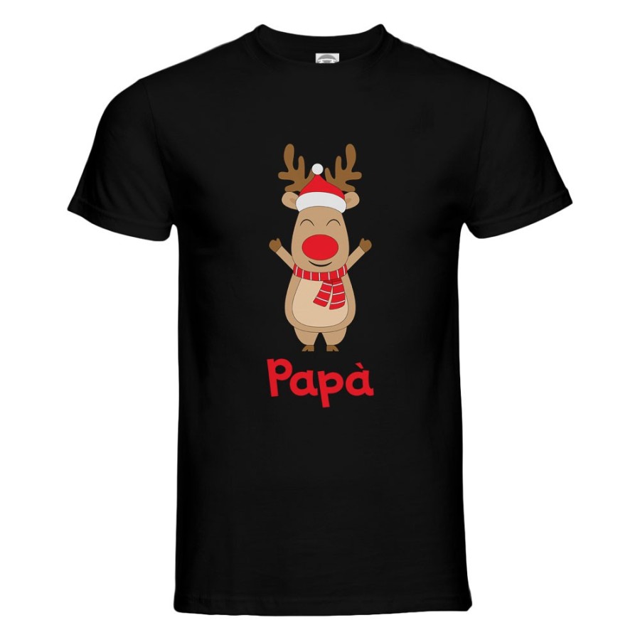 T-shirt uomo personalizzabile con nome papà rudolph Natale