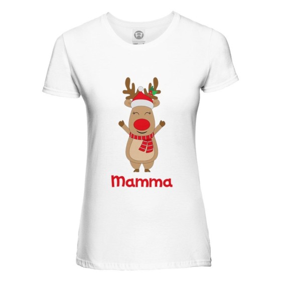 T-shirt donna personalizzabile con nome mamma rudolph Natale