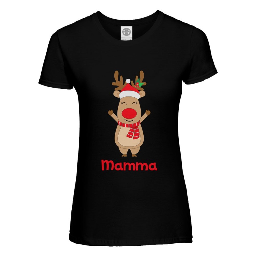 T-shirt donna personalizzabile con nome mamma rudolph Natale