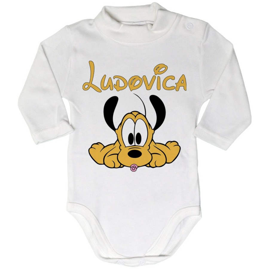 Body lupetto neonato personalizzato con nome baby pluto Cartoon