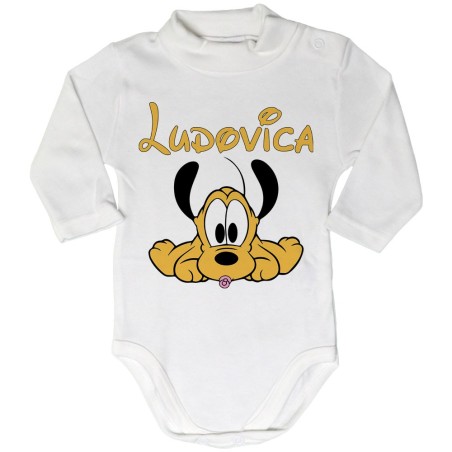 Body lupetto neonato personalizzato con nome baby pluto Cartoon