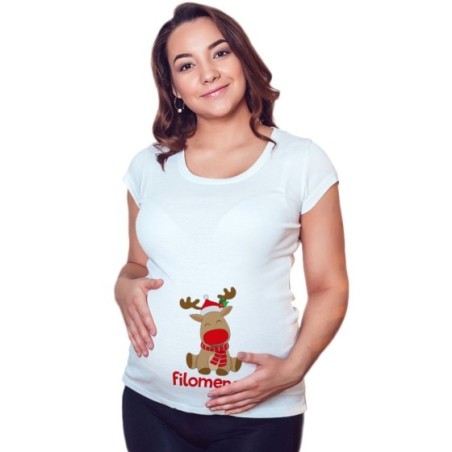 Maglia premaman personalizzabile con nome baby rudolph Natale