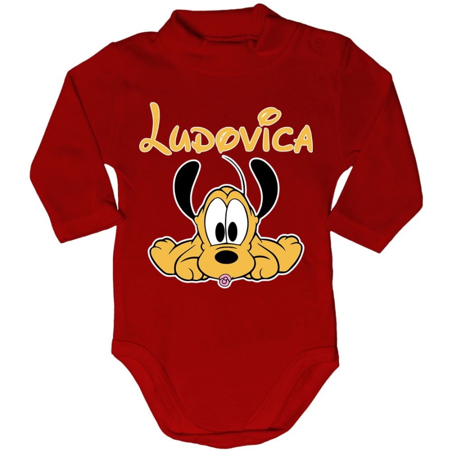 Body lupetto neonato personalizzato con nome baby pluto Cartoon