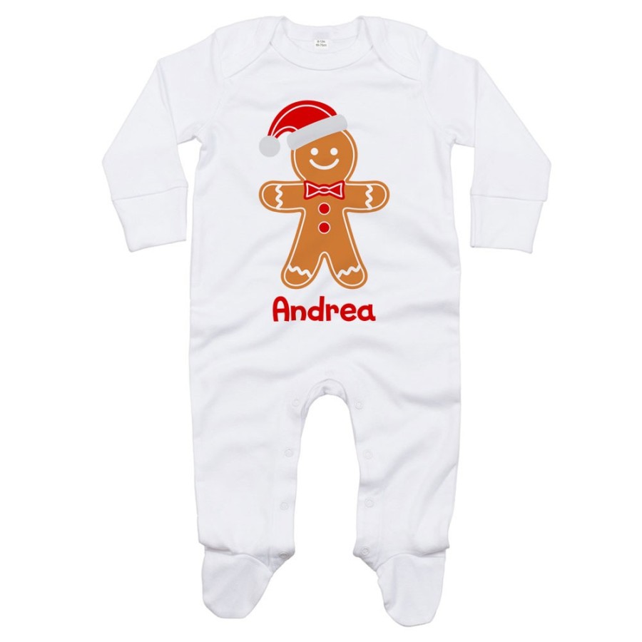 Tutina neonato personalizzabile con nome omino di pan di zenzero Natale