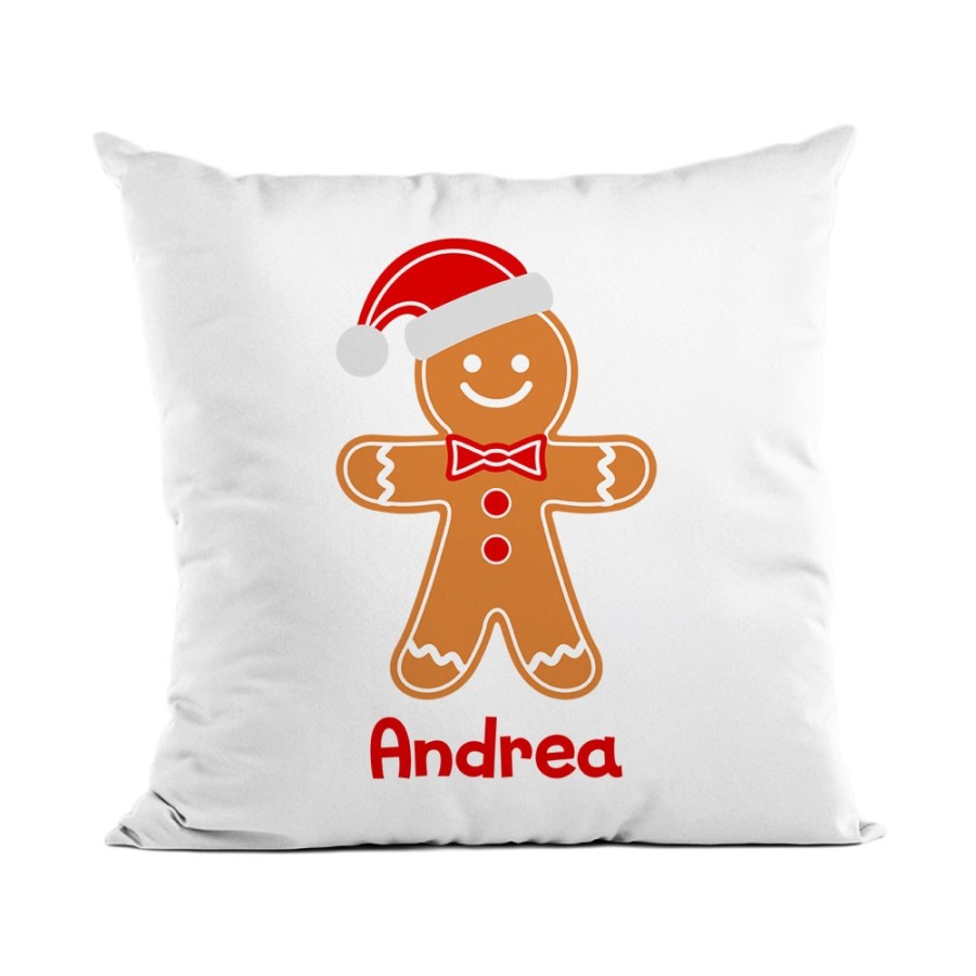 Cuscino personalizzabile con nome omino di pan di zenzero Natale
