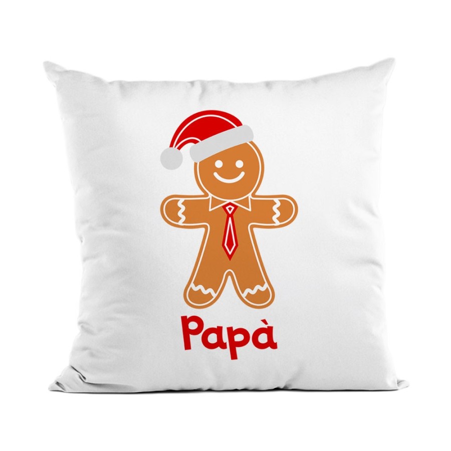 Cuscino personalizzabile con nome omino di pan di zenzero mamma e papà Natale