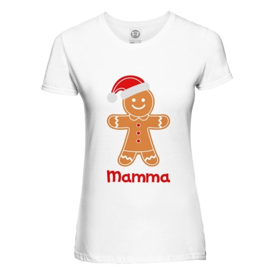 T-shirt donna personalizzabile con nome omino di pan di zenzero Natale