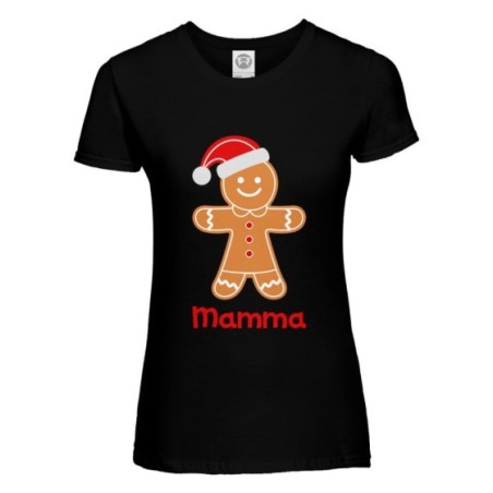 T-shirt donna personalizzabile con nome omino di pan di zenzero Natale