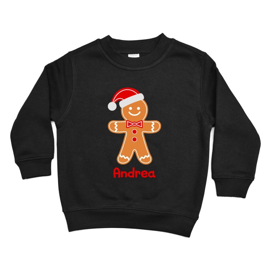 Felpa bambino personalizzabile con nome omino di pan di zenzero Natale