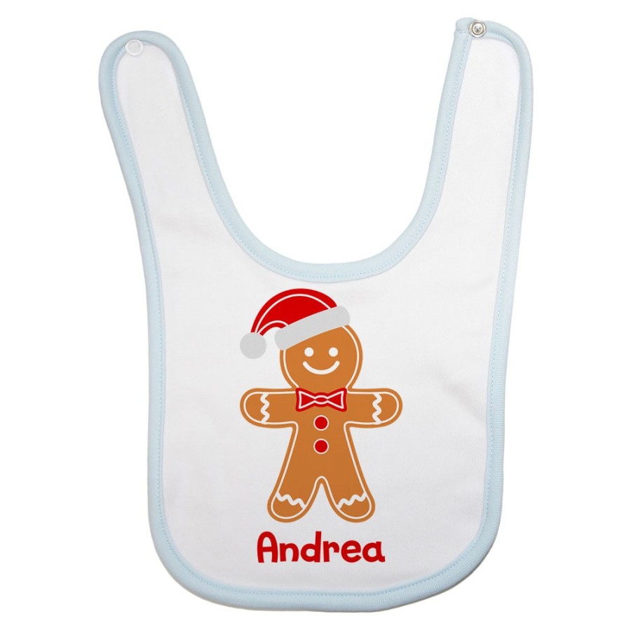 Bavaglino neonato personalizzato con nome omino di pan di zenzero Natale