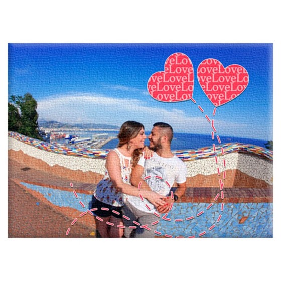 Quadro in tela personalizzato con foto love palloncini Love