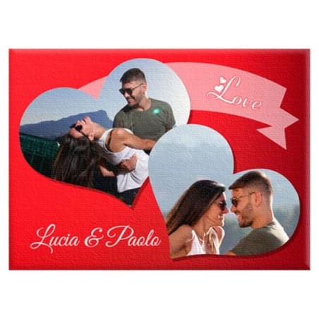 Quadro in tela personalizzato con foto e nomi love hearts