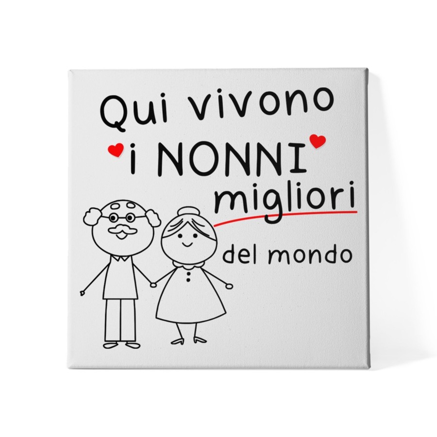 Quadro in tela qui vivono i nonni migliori del mondo Per i nonni