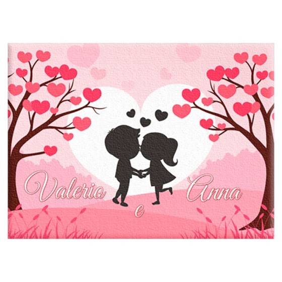 Quadro in tela personalizzato con nomi coppia romantica Love
