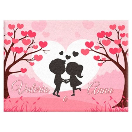 Quadro in tela personalizzato con nomi coppia romantica