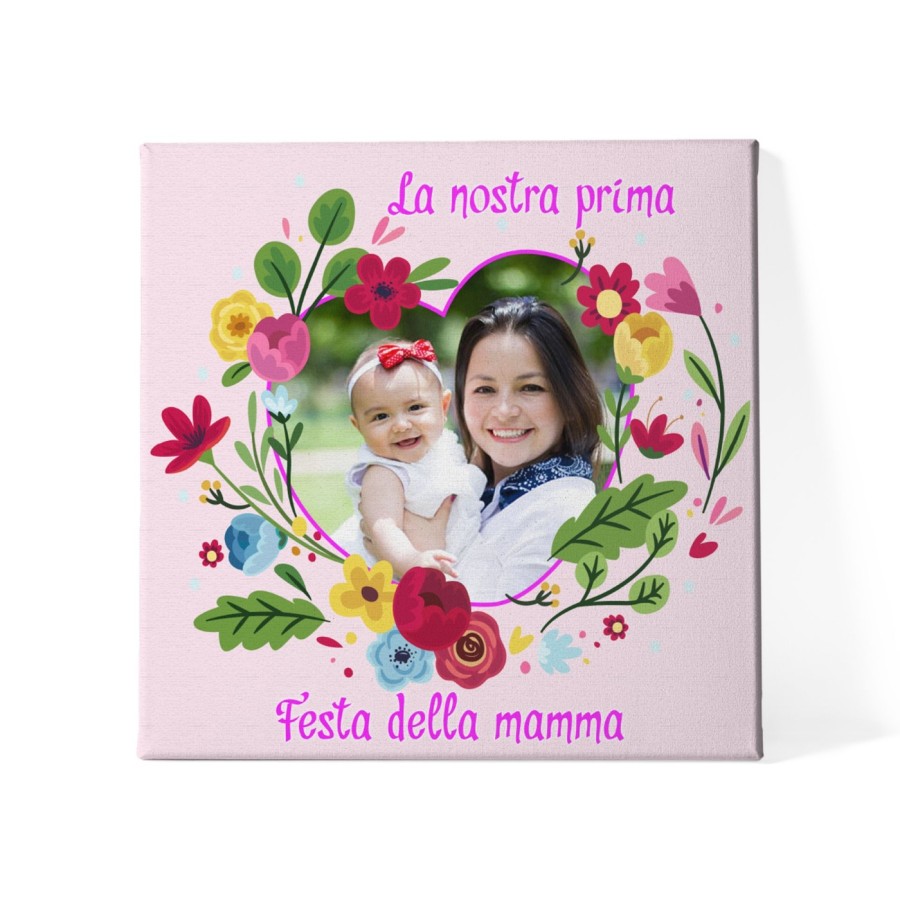 Quadro in tela personalizzato con foto la nostra prima festa della mamma Per la mamma