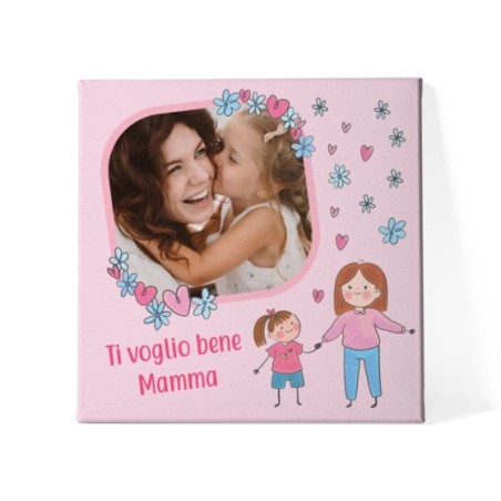 Quadro in tela personalizzato con foto ti voglio bene mamma