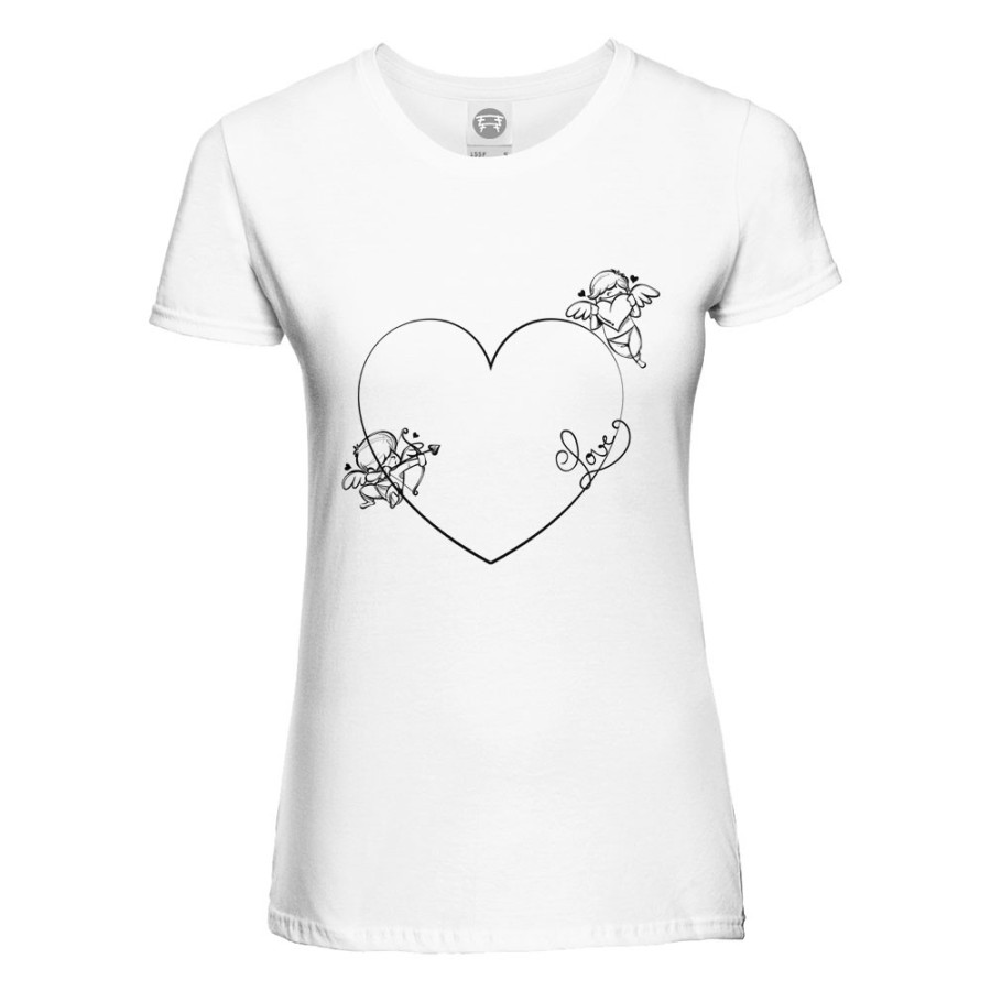 T-shirt donna personalizzabile con nome cuore stilizzato con cupido Love