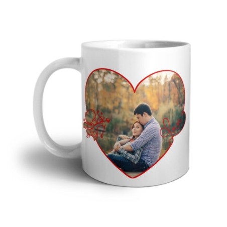 Tazza personalizzata con foto cuore stilizzato con cupido