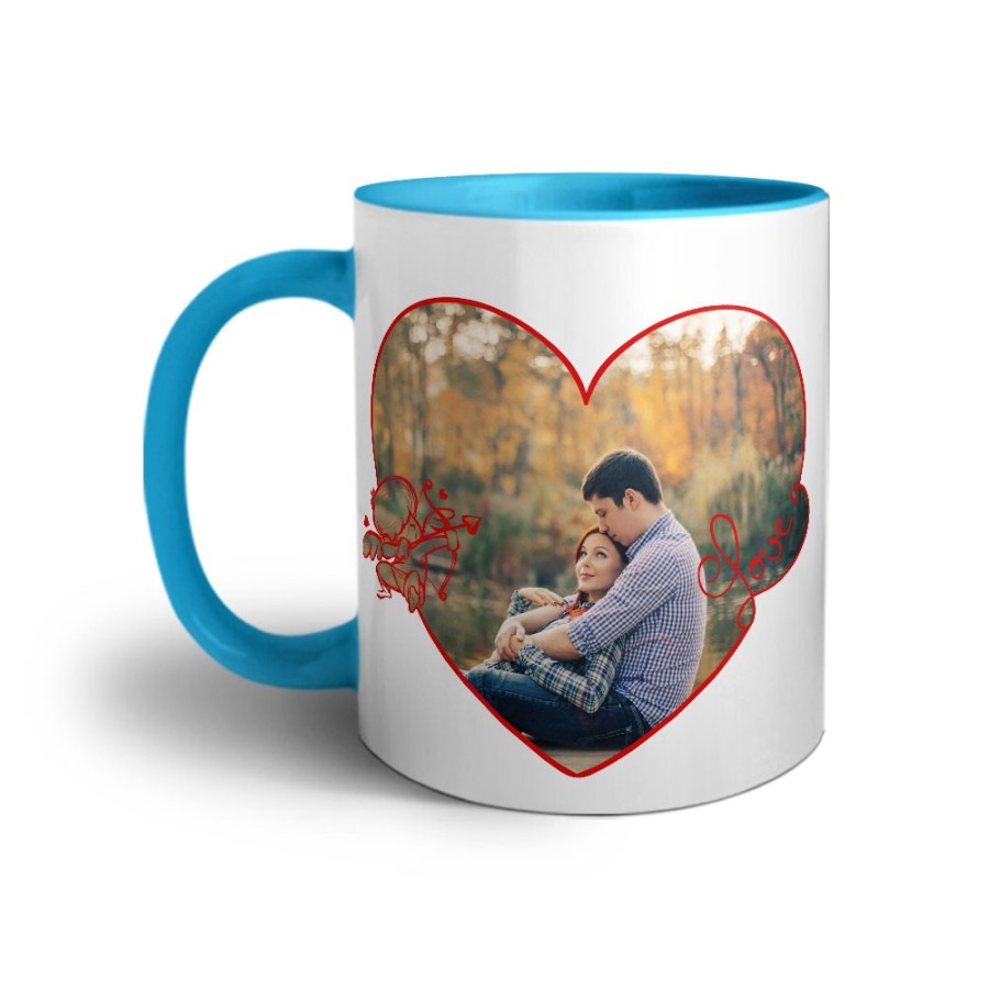 Tazza personalizzata con foto cuore stilizzato con cupido Love