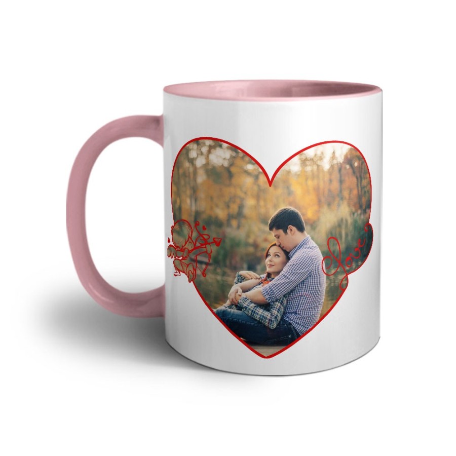 Tazza personalizzata con foto cuore stilizzato con cupido Love
